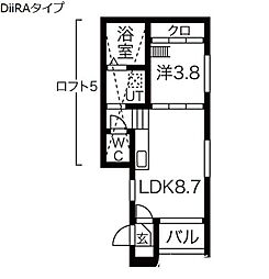 ハーモニーテラスエルカーサ千種 1LDKの間取図画像