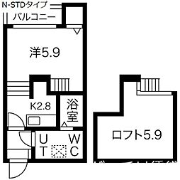 エスパス・リブレ 1Kの間取図画像
