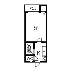 リシュール喜多山 1Kの間取図画像