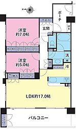 クリオ溝の口壱番館 2LDKの間取図画像