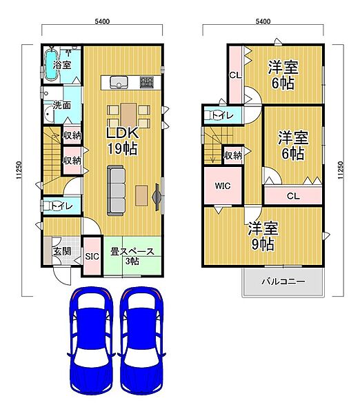 3号地参考間取り：建物面積104.89m2、土地価格3268万円、建物価格1612万円