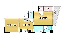 綾瀬スターハイツ 2Kの間取図画像