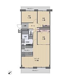 パシフィック新川 3LDKの間取図画像