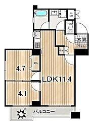 桜新町スカイマンション 2LDKの間取図画像