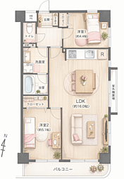 ドムール江古田 2LDKの間取図画像