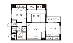 リバーサイドマンション 3DKの間取図画像