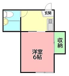 新久荘 1Kの間取図画像