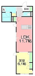HOUORI EBINA 1LDKの間取図画像