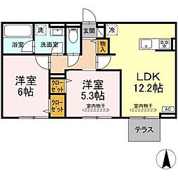 クレール林V 2LDKの間取図画像