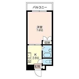 ソレイユ三和 1Kの間取図画像