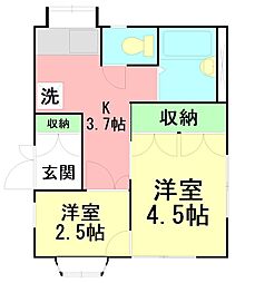 ハヤマハイム 2Kの間取図画像