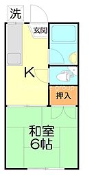 コーポ臼井 1Kの間取図画像