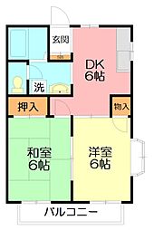 コートナカノ 2DKの間取図画像