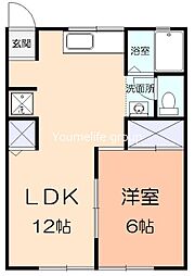 N・Yコーポ.C 1LDKの間取図画像