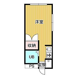 喜久地ビル 1Kの間取図画像