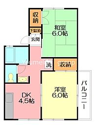 ホーメル 2DKの間取図画像