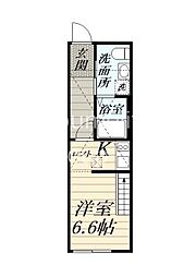 ハイロフト海老名 1Kの間取図画像