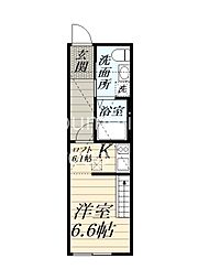ハイロフト海老名 1Kの間取図画像