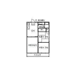 コーポ小山 3DKの間取図画像
