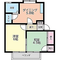コーポF・K 2DKの間取図画像