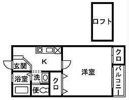 アンディ 1Kの間取図画像