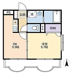 ブロメリア 1DKの間取図画像