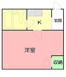 プラーズ愛甲C 1Kの間取図画像