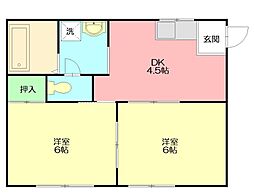 ヒルサイドK 2DKの間取図画像