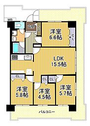 千舟リバーサイドヴィラD棟 4LDKの間取図画像