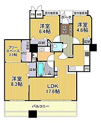 キングスクエアザ・タワーランドレックス 3SLDKの間取図画像