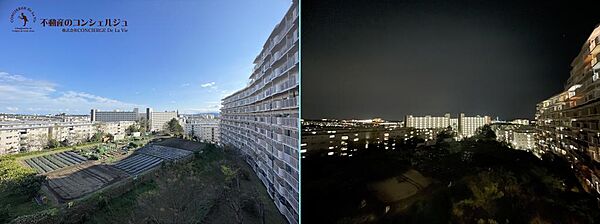 眺望（日中と夜）です。明石海峡大橋見えます♪