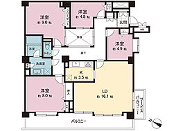 コスモ新百合ヶ丘 4LDKの間取図画像