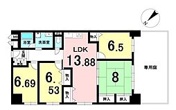 桂川ハイツ4号館 4LDKの間取図画像