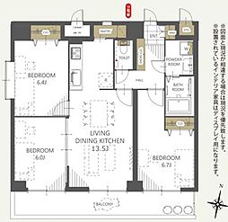 ダイアパレス宝町リージェント 3LDKの間取図画像