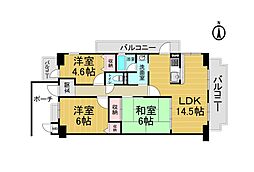 グランドメゾン京都山科西棟 3LDKの間取図画像