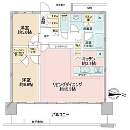 アーバンドックパークシティ豊洲タワーA 2LDKの間取図画像