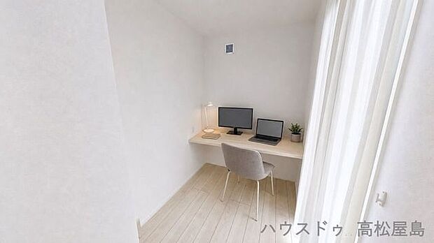 寝室隣には集中できる書斎を確保。仕事も趣味も暮らしの音と距離を置ける特等席。※CGにて家具を合成