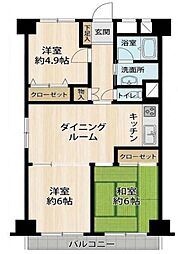 第一春日部マンション 3LDKの間取図画像