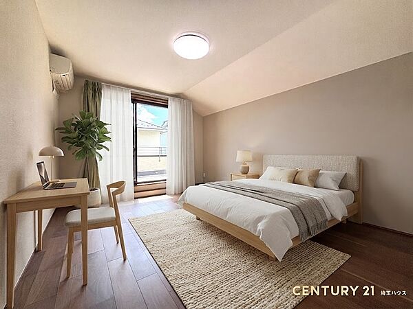 【寝室】バルコニーに面した光あふれる空間で心地よい時間を過ごそう※一部CG加工