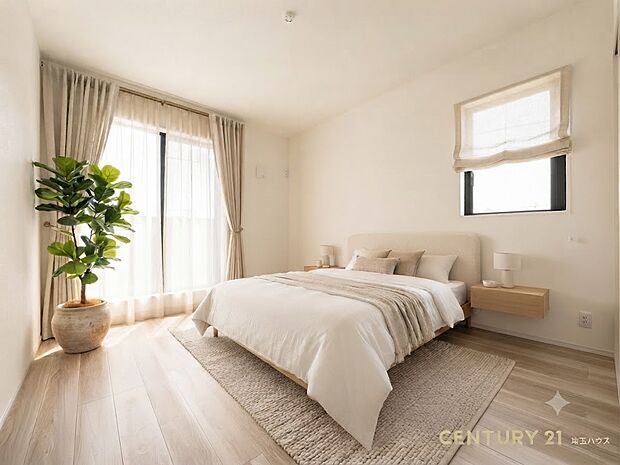 【寝室】バルコニーに面した光あふれる空間で心地よい時間を過ごそう※一部CG加工