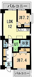 アクティ目黒駅前1号棟 2LDKの間取図画像