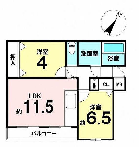 2LDKで個室も確保された、バランスの良い住まいです