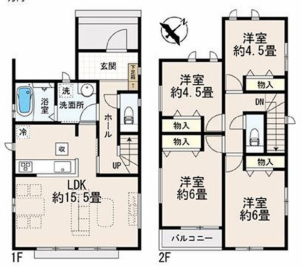 4LDK、ファミリー向けにピッタリな間取りになっています。