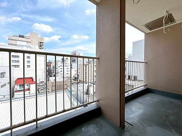 隣の建物より高い位置にバルコニーがあるので、日の光や風を遮られない高さがあります。