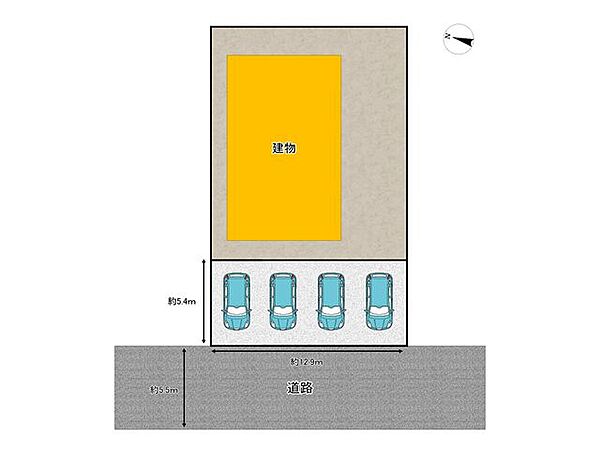 【区画図】毎日の車通勤でも安心、カースペース付です。