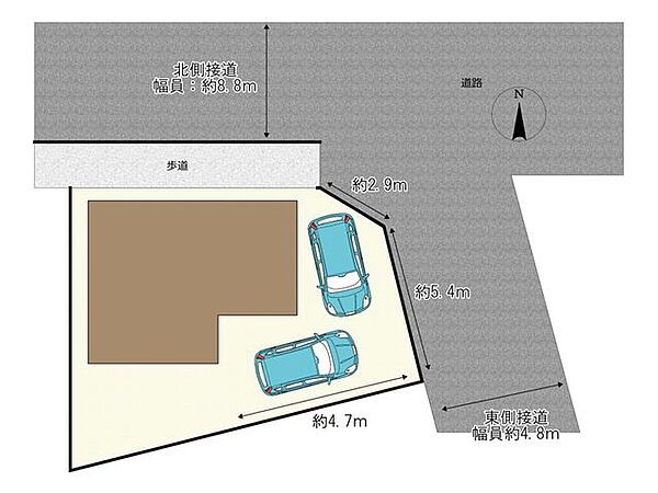 【区画図】敷地内に駐車2台可能です。（車種による）