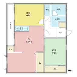 シャンポール9 2LDKの間取図画像