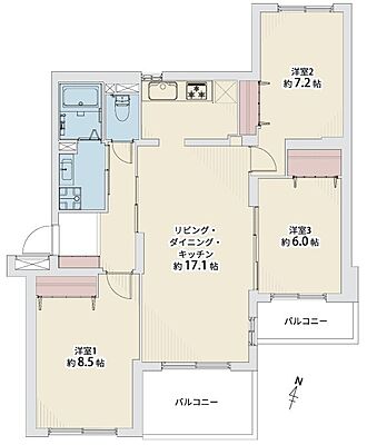 間取り メゾンオーラ旭ヶ丘 3階/303