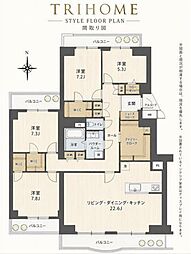 中銀ヴェルデシティあいの里4号館 4LDKの間取図画像