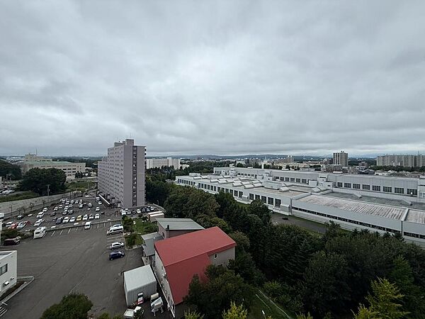 遠くまで街並みを見渡せる眺望。道路や建物の先に空が広がり、高層階ならではの開放感を味わえます。天候や時間帯によって移り変わる景色も楽しみのひとつ。実際の見え方や周囲の音はぜひ現地でお確かめくださいね。